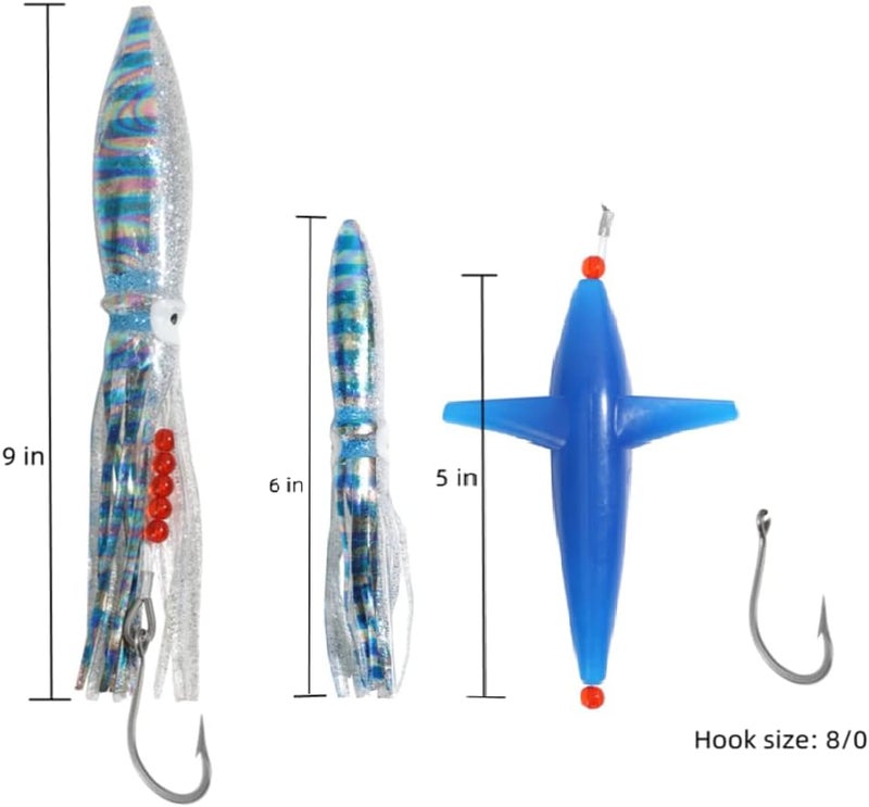 OCEAN CAT Saltwater Trolling Fishing Lures Bird Chain Teaser for Fishing with Rigged Hook 8/0 for Mahi, Tuna, Wahoo and Big Game Fish - Image 2